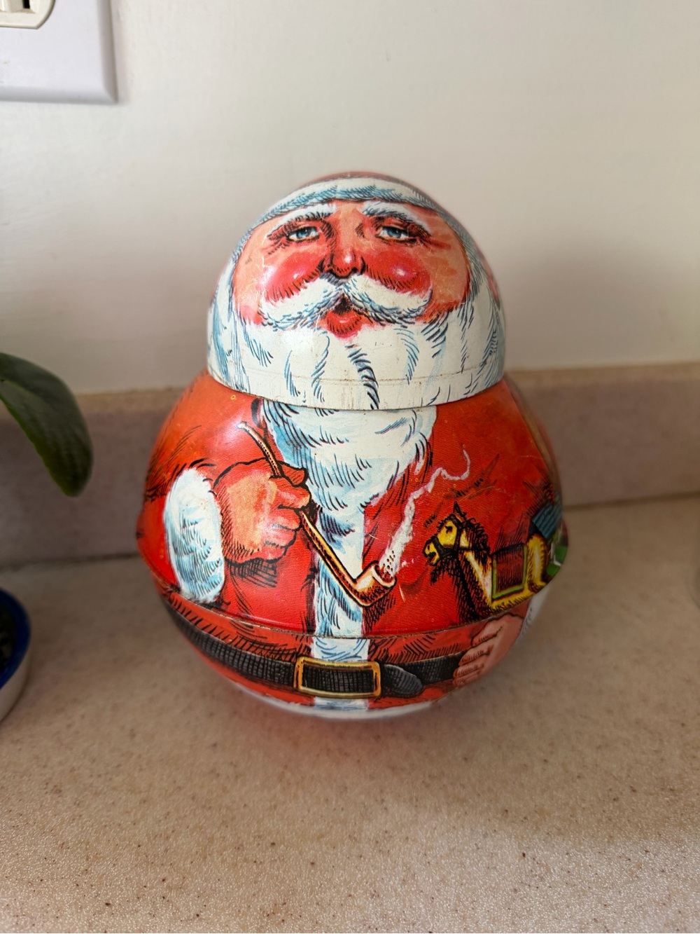 Vintage Bristol Ware Santa Roly Poly Tobacco Tin